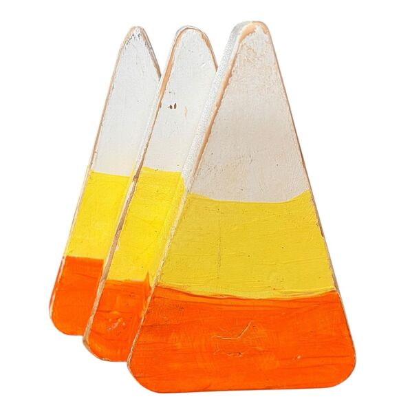 Handmade Wooden Candy Corn Halloween Decoration Set of 5 Distressed - Picture 3 of 8